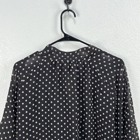 Calvin Klein Black  Cream Polka Dot Blouse Flowy 3/4 Sleeves Career Sz 2X Office - Picture 8 of 9